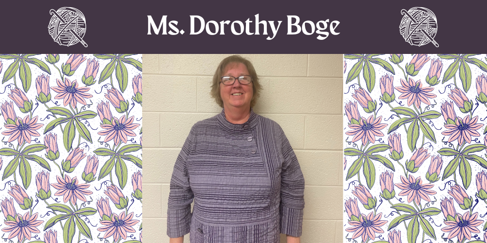 Ms. Dorothy Boge and flower background