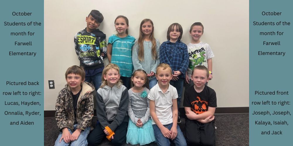 October Students of the Month at Farwell Elementary School
